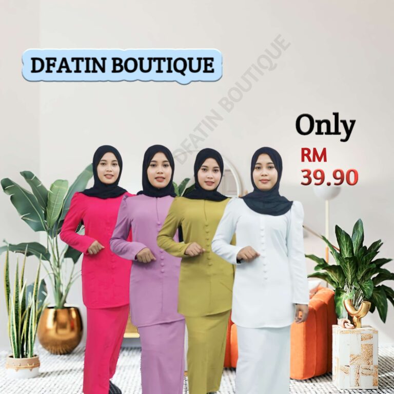 Raya collection baju kurung moden 8 button pasang 2024 raya Fabric Sleeve Wanita