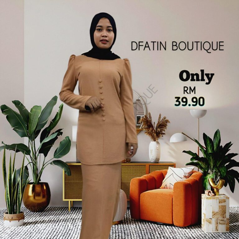 Raya collection baju kurung moden 8 button pasang 2024 raya Fabric Sleeve Wanita